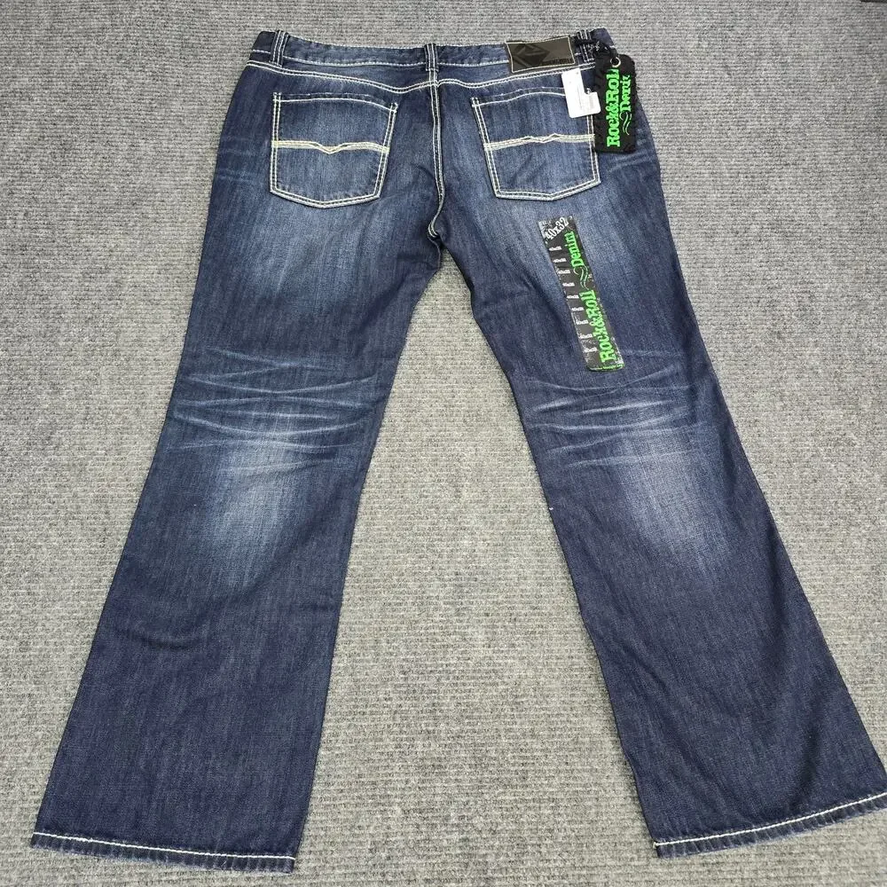 Rock & Roll Cowboy Pistol Jeans Mens 40x32 NWT Dark Wash Straight Leg Western
